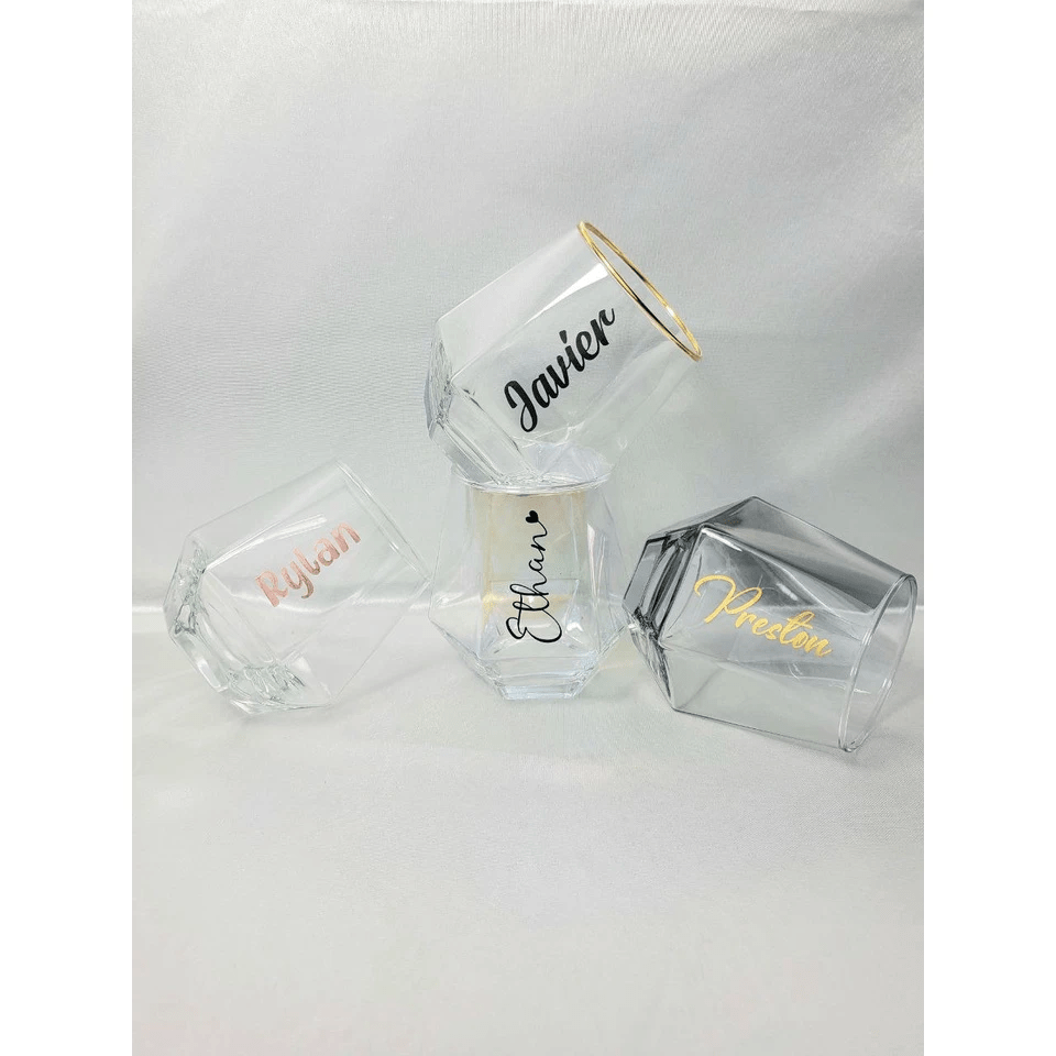 personalised hexagon glass set