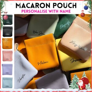 Personalised Macaron Leather Pouch with Name