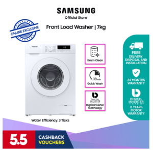SAMSUNG Front Load Washing Machine with EcoBubble™ [7kg Capacity] - Model WW70T3020WW/SP