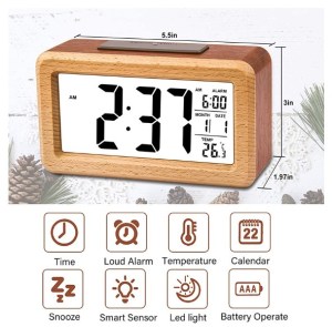 Smart Digital Wooden Alarm Clock
