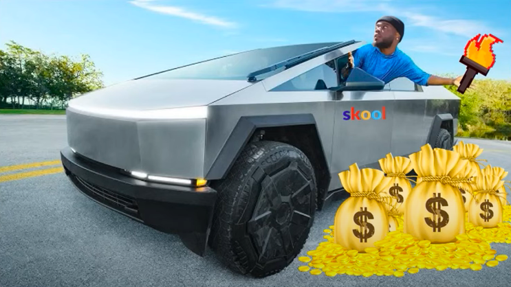 Photoshopped Image of Skool Cybertruck Winner Keitron Rankin