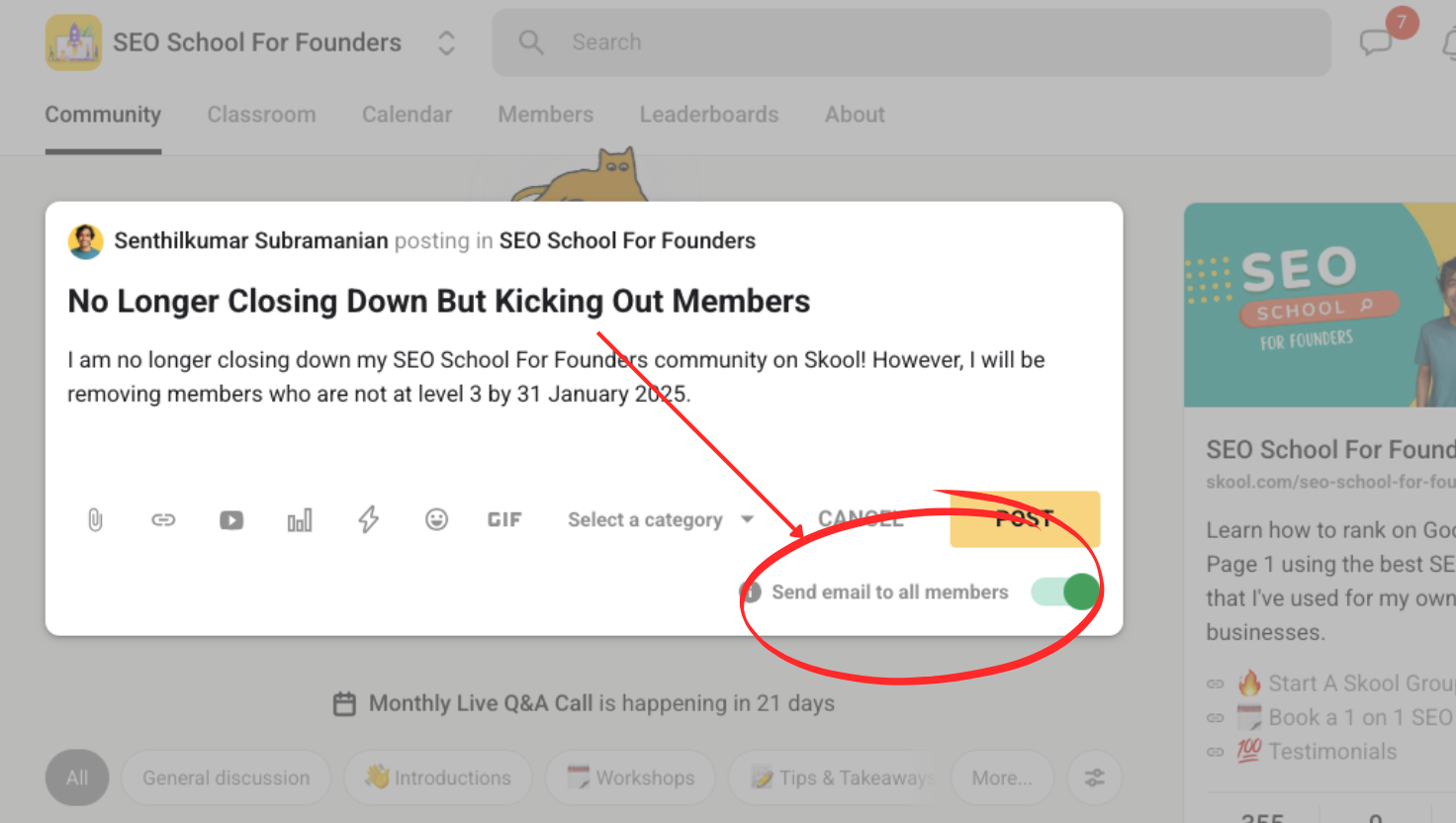 Send Email To All Members Feature On Skool
