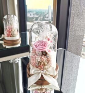 Fairytale Pink Rose Glass Dome