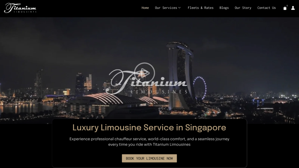 Titanium Limousines Company Website Screenshot With Book Your Limousine CTA Button